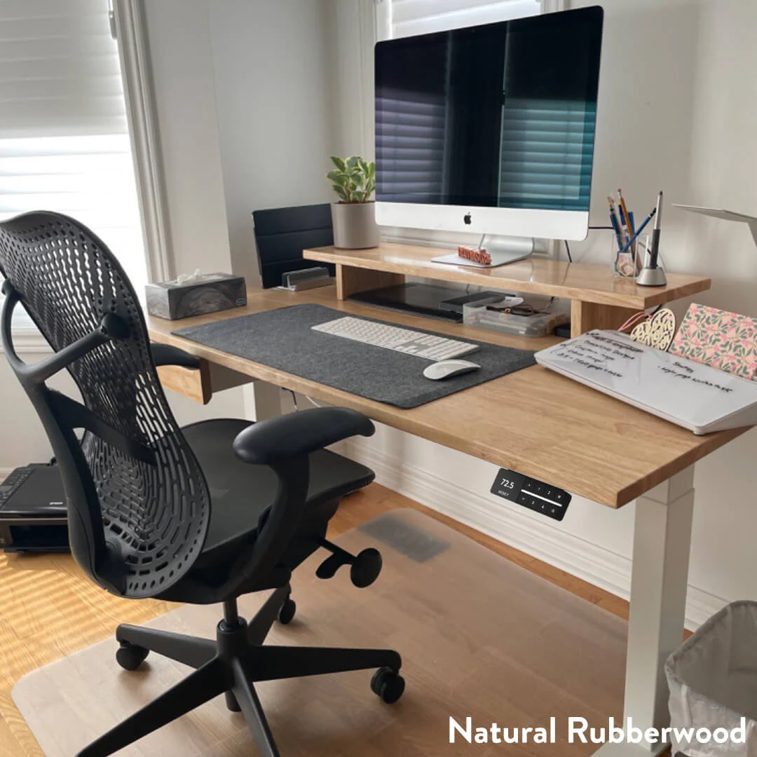 Desky Dual Rubberwood Sit Stand Desk - Image 3