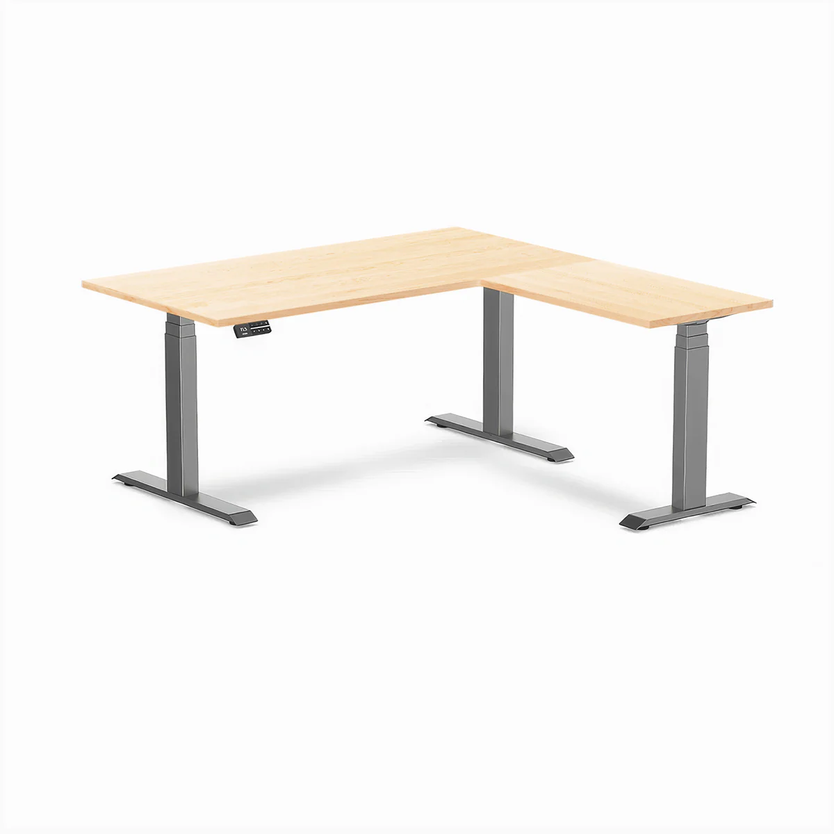 Desky Hardwood L-Shape Sit Stand Desk - Image 70