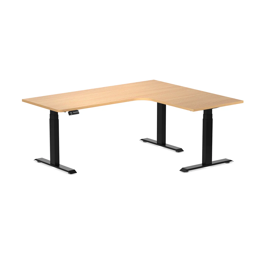 Desky L-Shape Curved Laminate Sit Stand Desk - Image 100