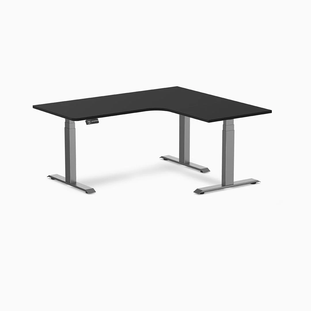 Desky L-Shape Curved Laminate Sit Stand Desk - Image 19