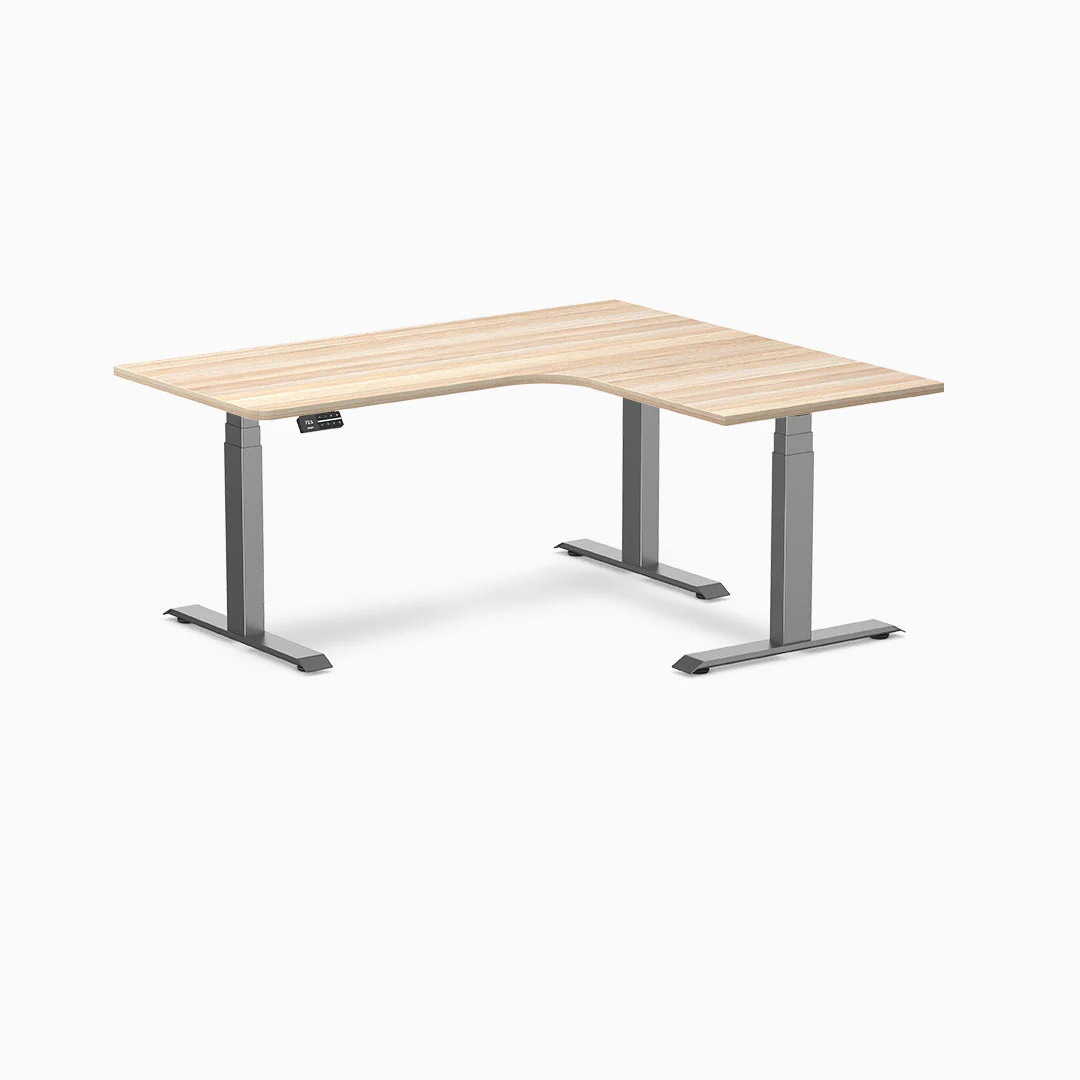 Desky L-Shape Curved Laminate Sit Stand Desk - Image 22
