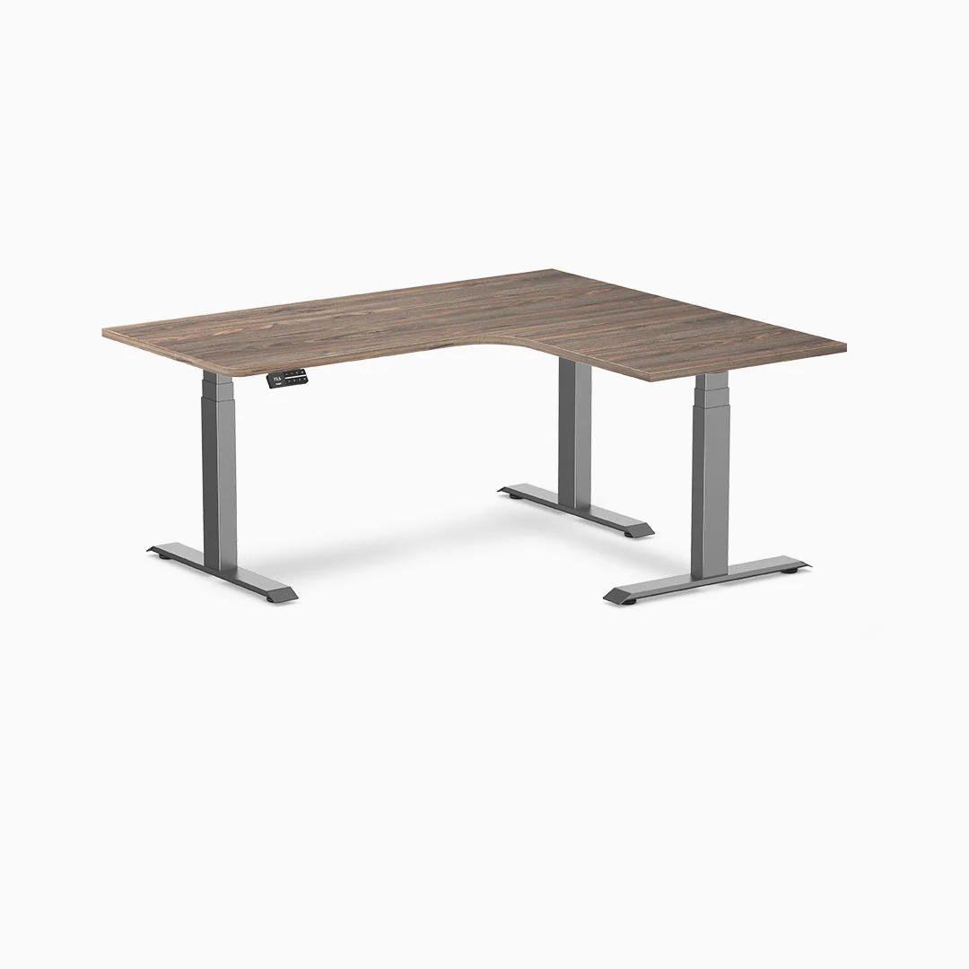 Desky L-Shape Curved Laminate Sit Stand Desk - Image 25