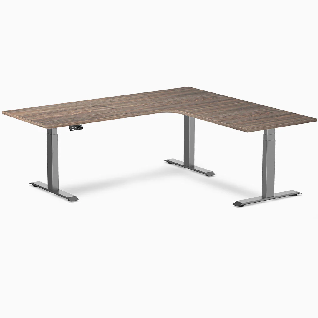 Desky L-Shape Curved Laminate Sit Stand Desk - Image 27