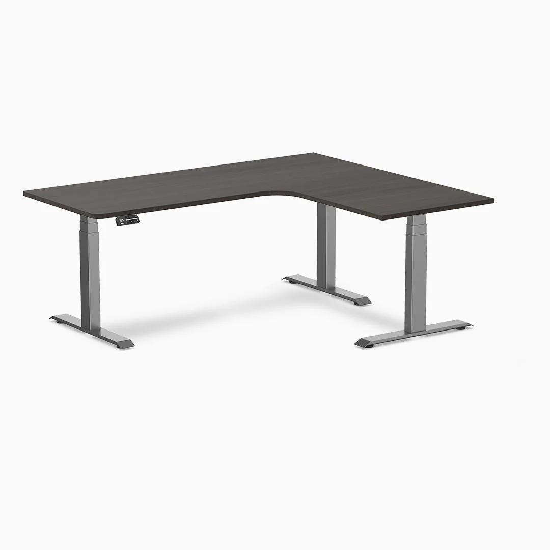Desky L-Shape Curved Laminate Sit Stand Desk - Image 28
