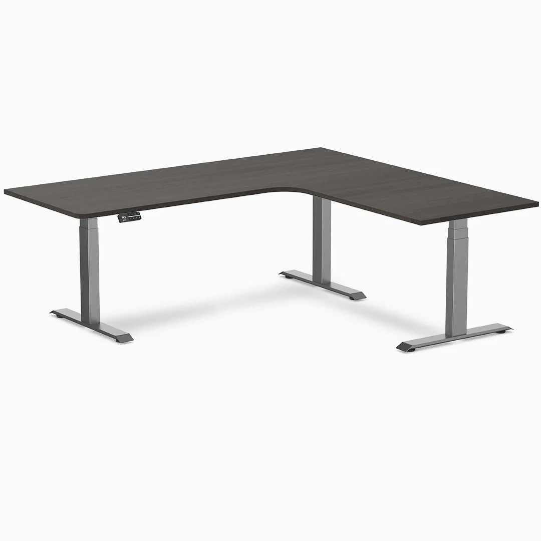 Desky L-Shape Curved Laminate Sit Stand Desk - Image 29