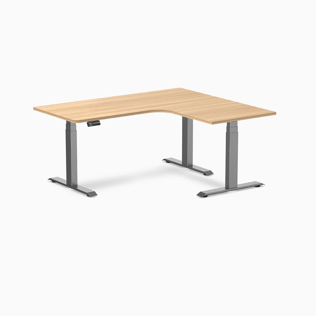 Desky L-Shape Curved Laminate Sit Stand Desk - Image 35