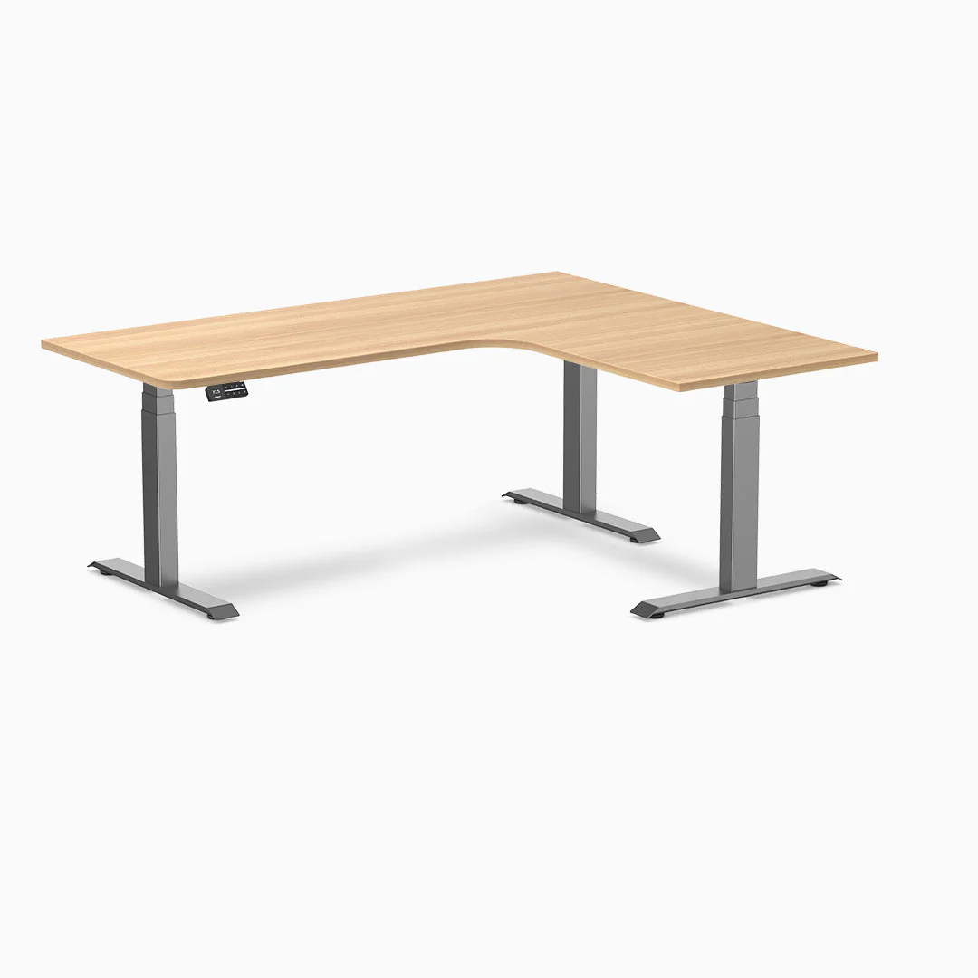 Desky L-Shape Curved Laminate Sit Stand Desk - Image 36