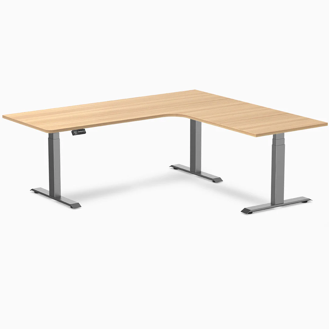Desky L-Shape Curved Laminate Sit Stand Desk - Image 37