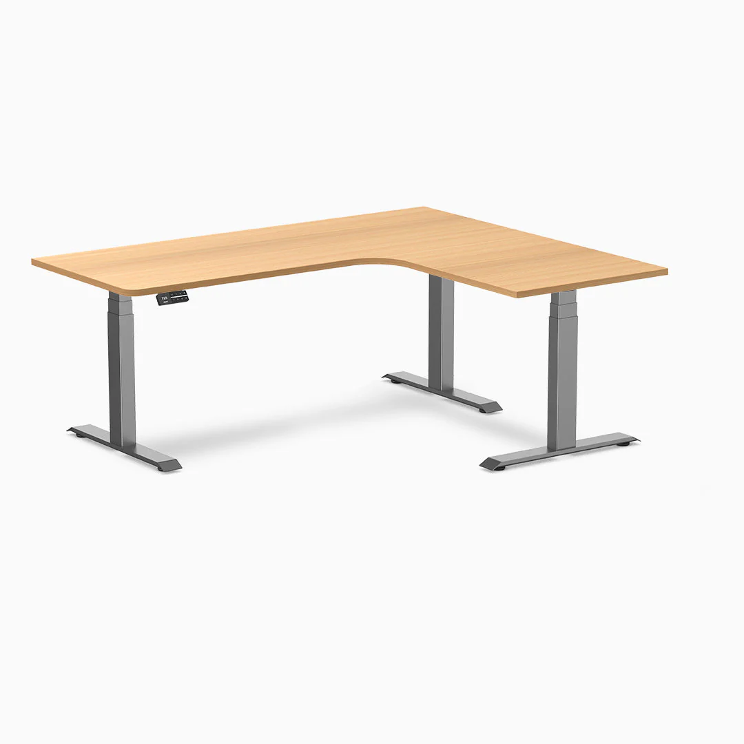 Desky L-Shape Curved Laminate Sit Stand Desk - Image 39