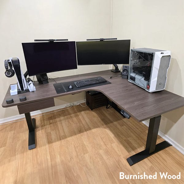 Desky L-Shape Curved Laminate Sit Stand Desk - Image 4