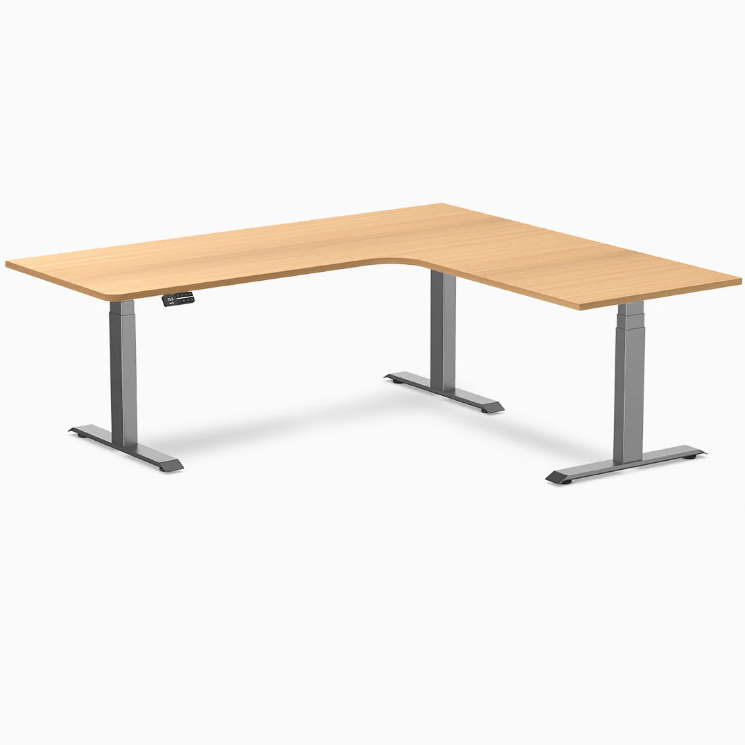 Desky L-Shape Curved Laminate Sit Stand Desk - Image 40