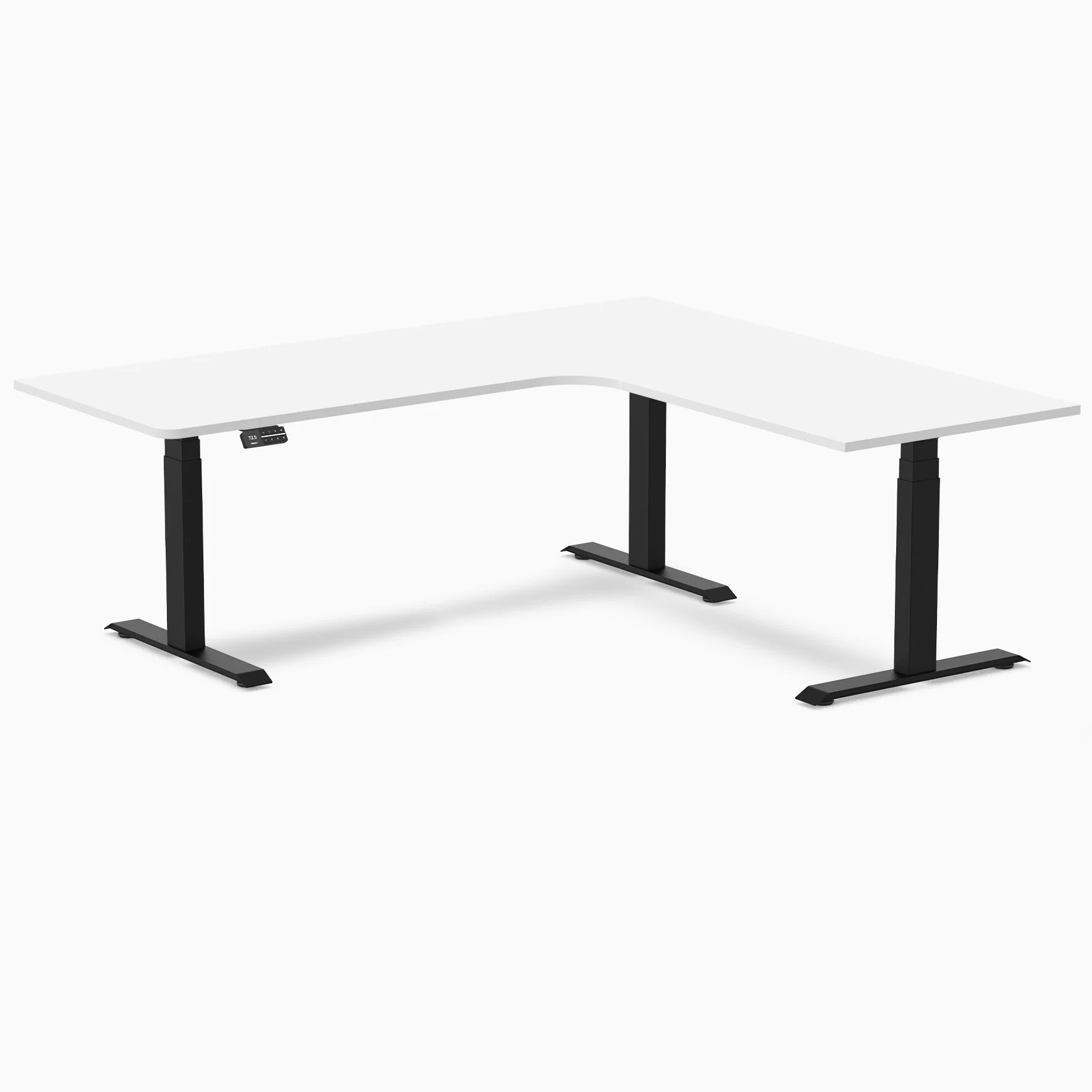 Desky L-Shape Curved Laminate Sit Stand Desk - Image 46