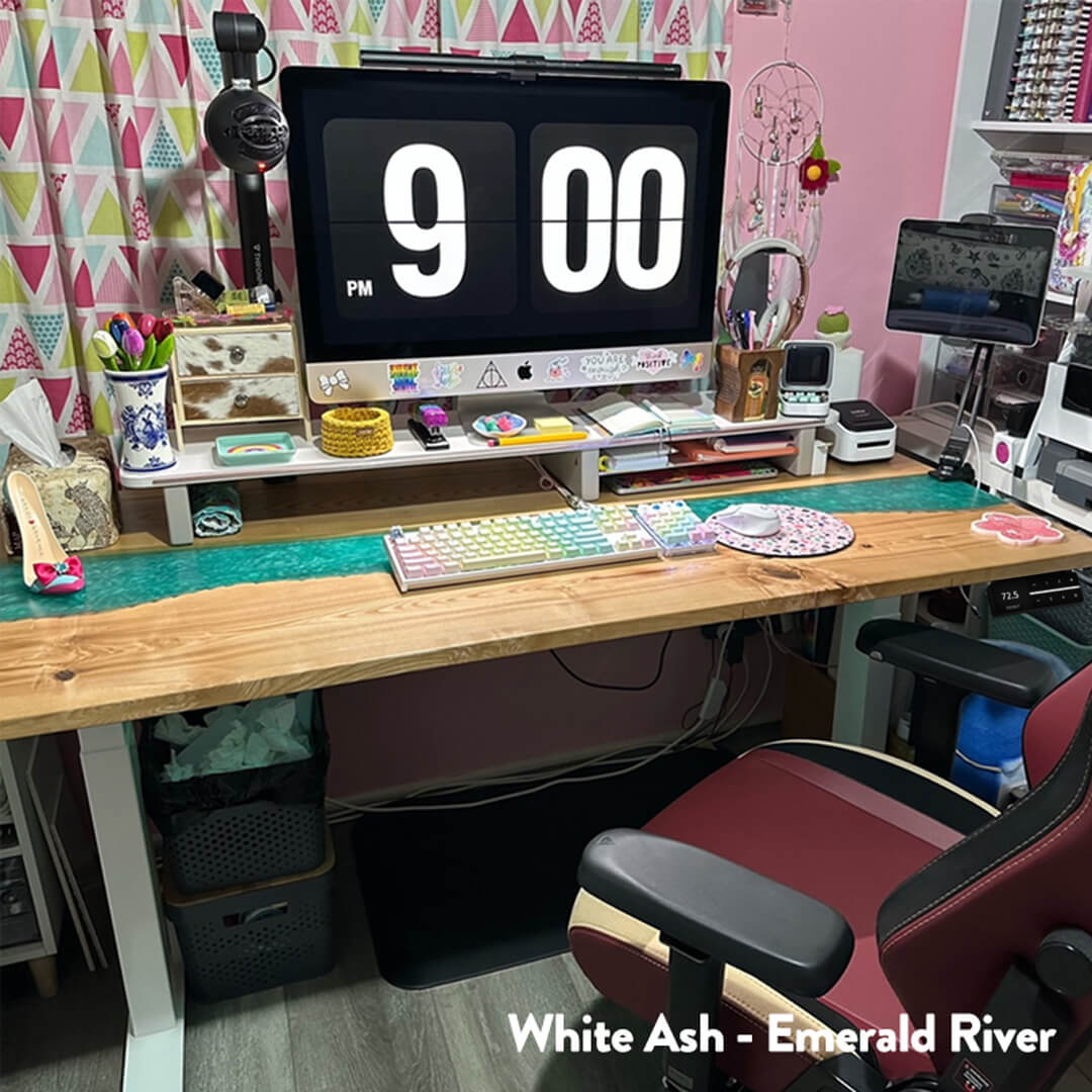 Desky Dual Resin Hardwood Sit Stand Desk - Image 3
